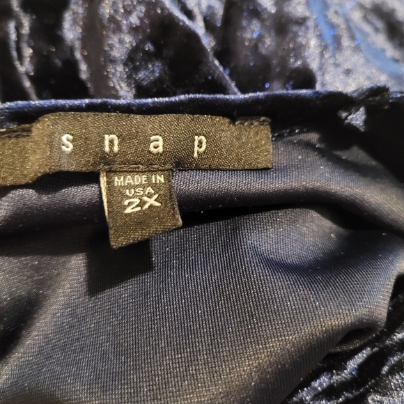 Snap Womens 2X Velvet Aqua Sparkle Mini Dress - Picture 11 of 11